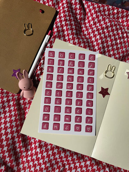 Alphabet rose - Planche de stickers